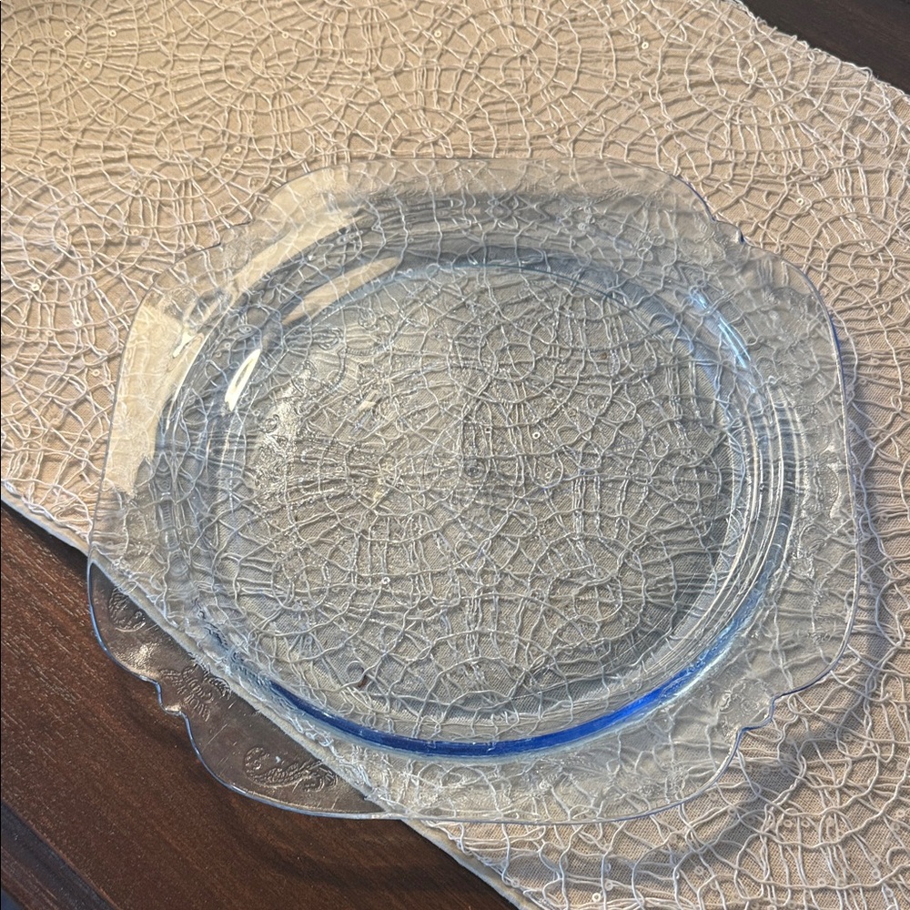 Federal Glass MADRID Crystal 10 3/8" Dinner Plate - Blue - Vintage - Like New